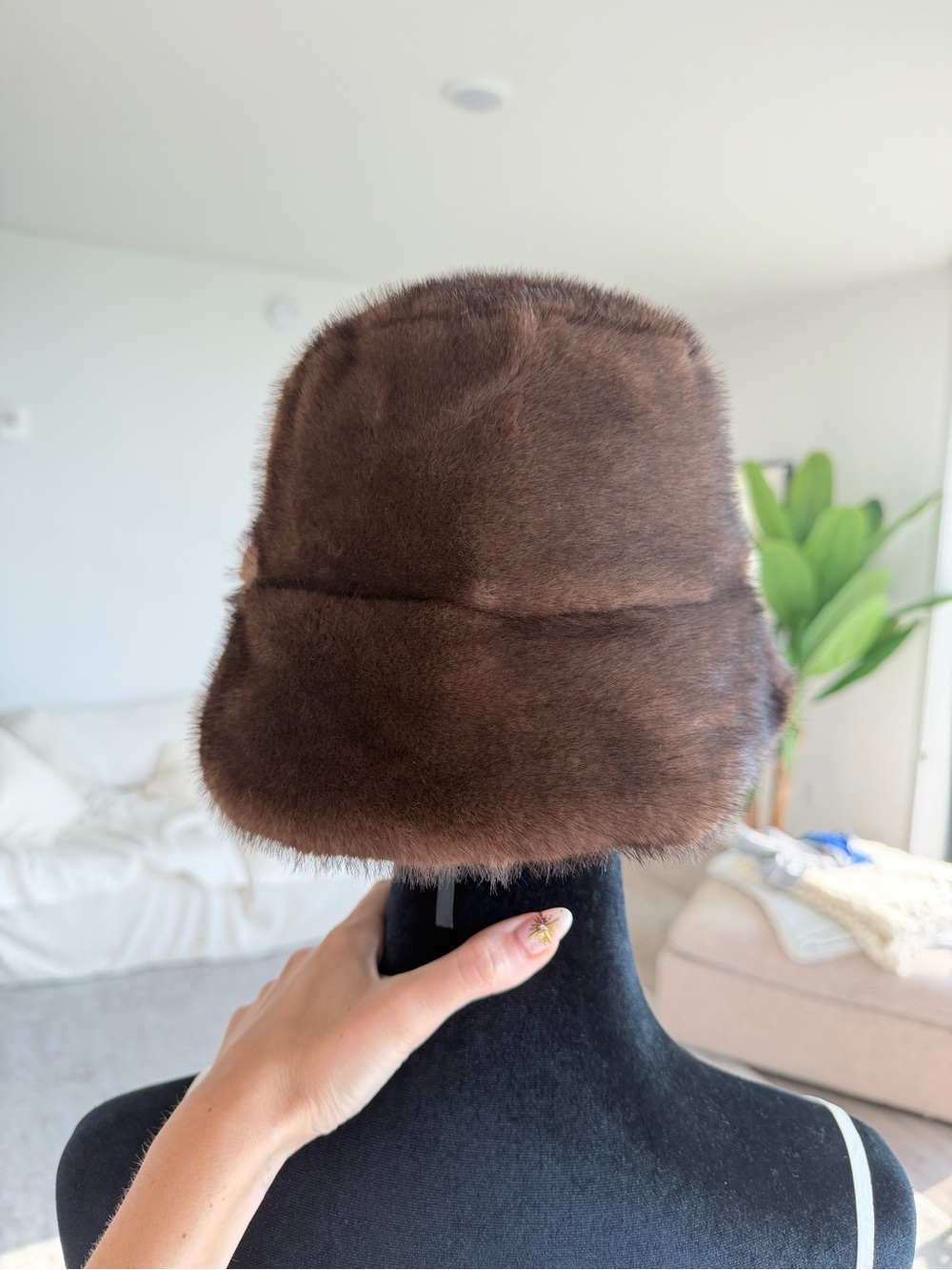 Prada Brown (synthetic) Faux Fur Bucket Hat - one size - new - no tags - Picture 14 of 16